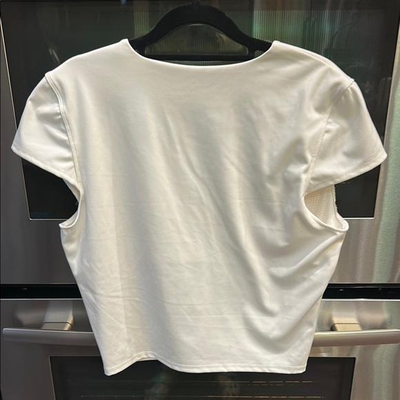 NWOT Sincerely Jules Cream Tie Front Fitted Blouse - Picture 2 of 3